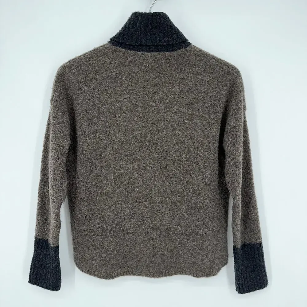 Eleventy Boiled Wool Blend Color Block Turtleneck Sweater